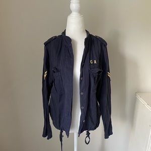 Rails Navy Utility Jacket with Yellow Stripe Detailing